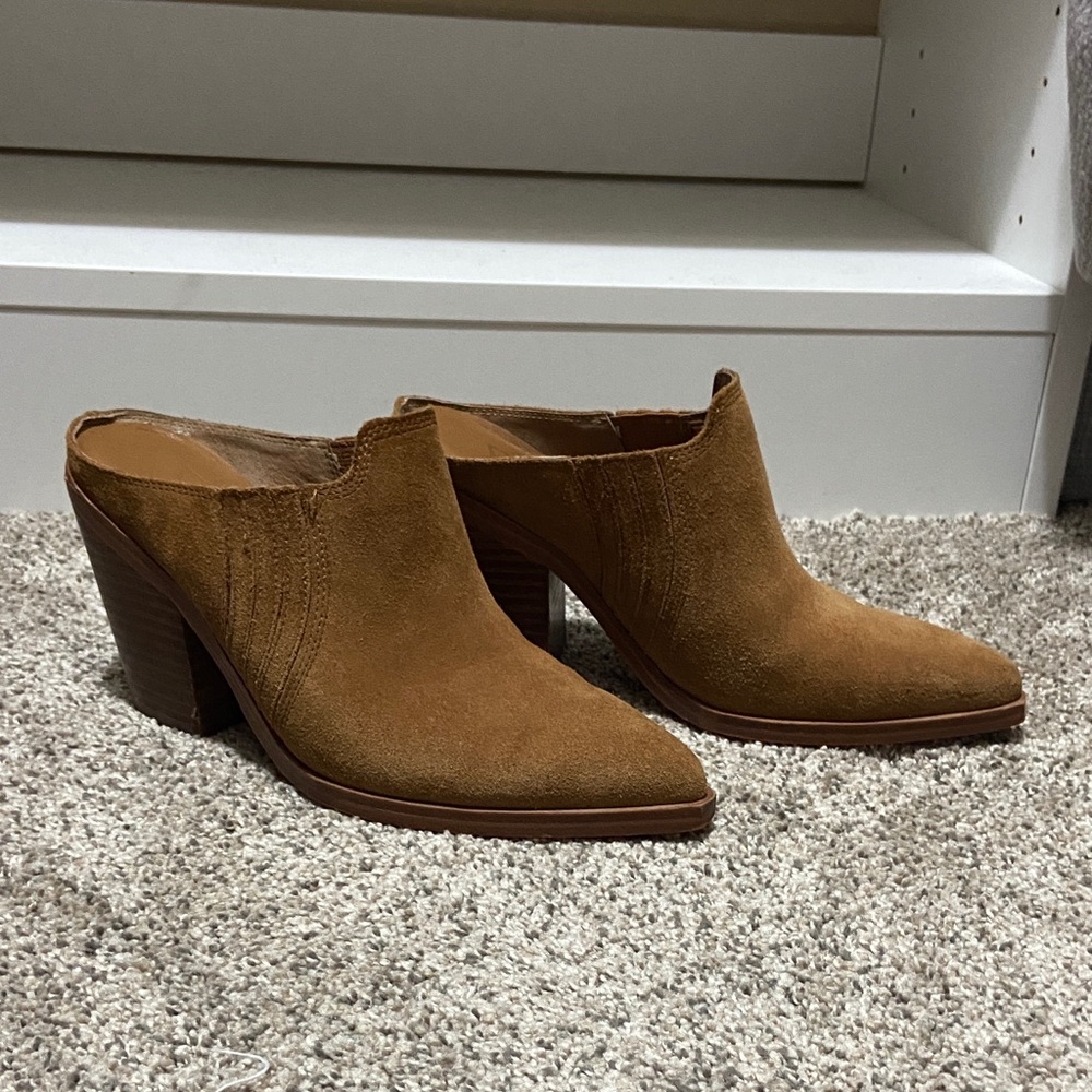 Marc Fisher Brown Suede Mules